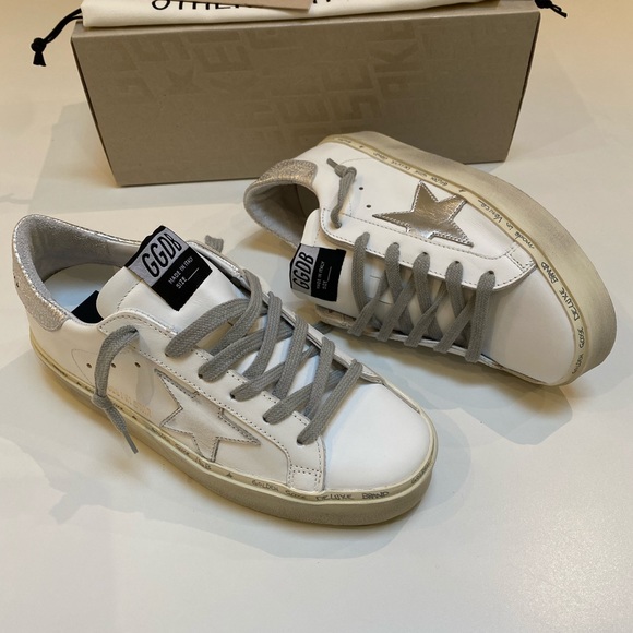 Golden Goose Hi-Star White/Silver Leather 37 NIB - Picture 7 of 10